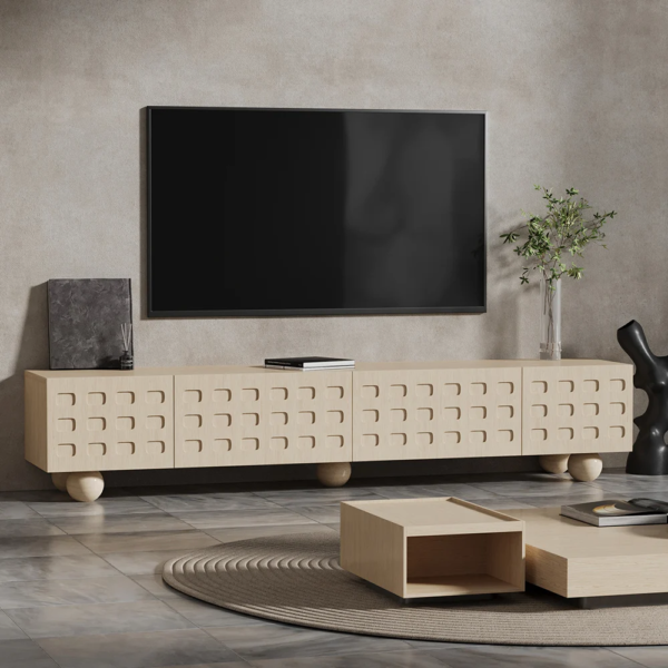 Modanio Whitewash Wood TV Console with Storage - Modanio