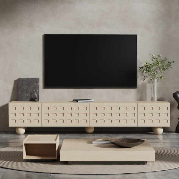 Modanio Whitewash Wood TV Console with Storage - Modanio