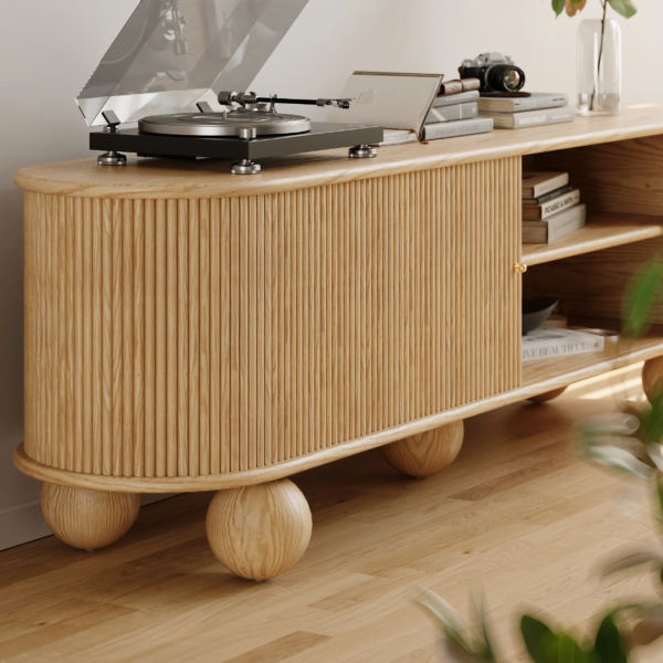 Modanio Stria Oval Fluted TV Console with Storage - Modanio