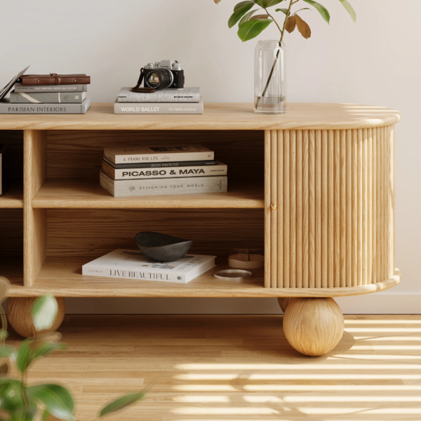 Modanio Stria Oval Fluted TV Console with Storage - Modanio