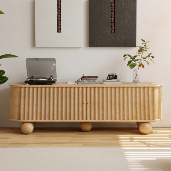 Modanio Stria Oval Fluted TV Console with Storage - Modanio