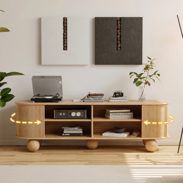 Modanio Stria Oval Fluted TV Console with Storage - Modanio