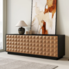 Modanio Modern Black & Natural Geometric Design TV Console with Storage - Modanio