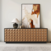 Modanio Modern Black & Natural Geometric Design TV Console with Storage - Modanio