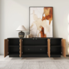 Modanio Modern Black & Natural Geometric Design TV Console with Storage - Modanio
