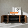 Modanio Modern Black & Natural Geometric Design TV Console with Storage - Modanio