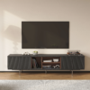 Modanio Modern Black TV Lowboard Console with Open Storage Space. - Modanio