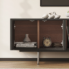 Modanio Modern Black TV Lowboard Console with Open Storage Space. - Modanio