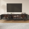 Modanio Modern Black TV Lowboard Console with Open Storage Space. - Modanio