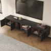 Modanio Modern Black TV Lowboard Console with Open Storage Space. - Modanio