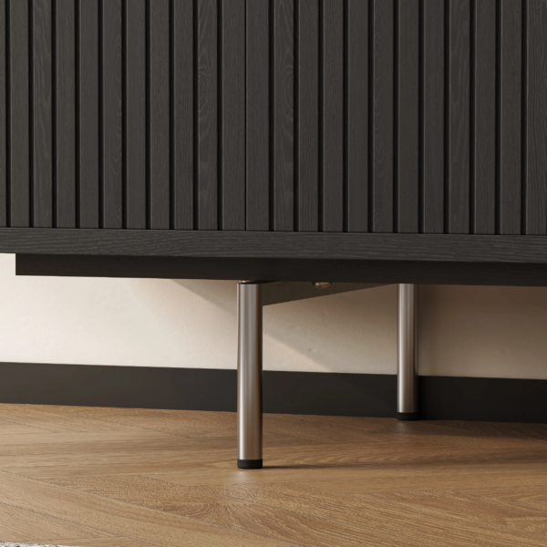 Modanio Modern Black TV Lowboard Console with Open Storage Space. - Modanio