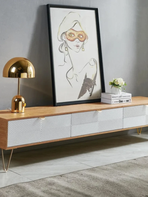 MOD-TC-25_1 Modanio Modern Nordic Wood TV Console With Fluted Design with 3 Drawers - Modanio