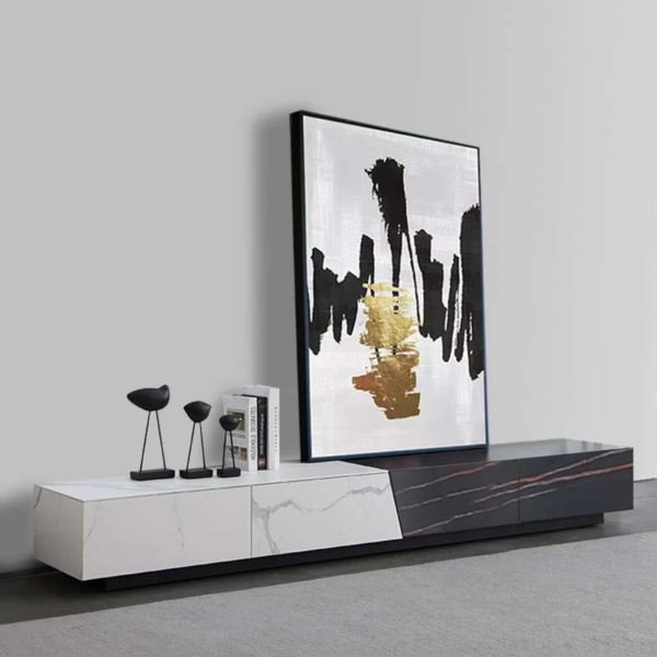 Modanio Contemporary White & Black Double Tone TV Console with 4 Drawers - Modanio