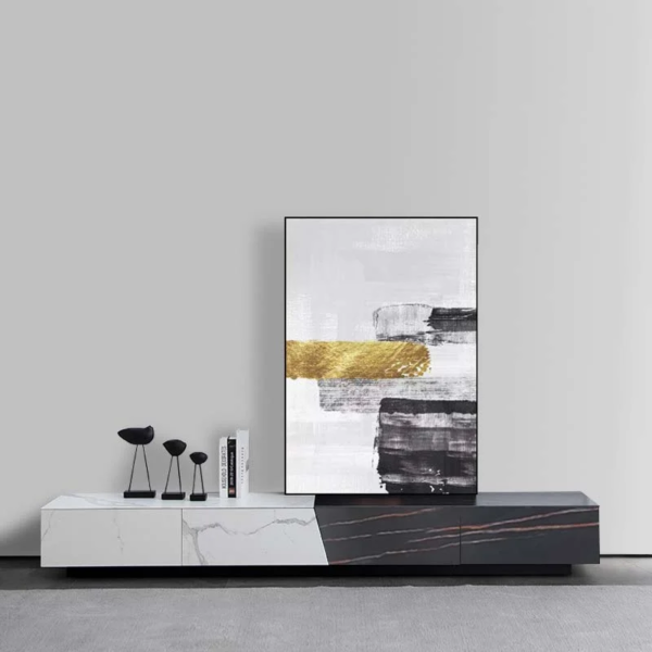 Modanio Contemporary White & Black Double Tone TV Console with 4 Drawers - Modanio
