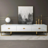 Modanio Modern Jocise White and Gold TV Console With 3 Drawers - Modanio
