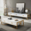 Modanio Modern Jocise White and Gold TV Console With 3 Drawers - Modanio
