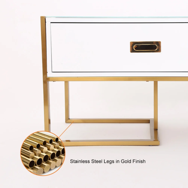 Modanio Modern Jocise White and Gold TV Console With 3 Drawers - Modanio