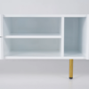 Modanio Mid-Century White Wood TV Console in Gold with 3 Shelves, 2 Drawers, 2 Doors - Modanio