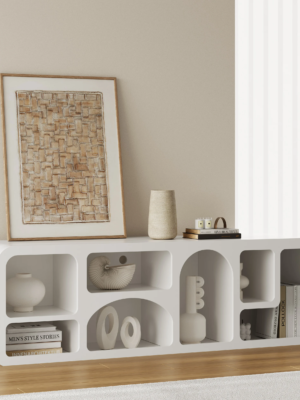 Modanio Codiys Art Deco Bookshelf Wood TV Console in White - Modanio