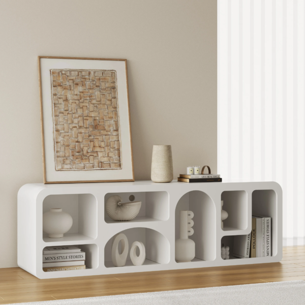 Modanio Codiys Art Deco Bookshelf Wood TV Console in White - Modanio