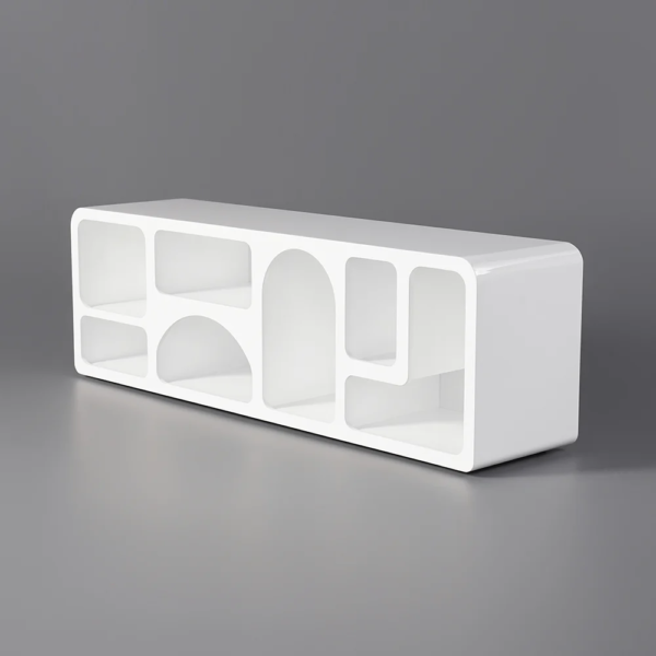 Modanio Codiys Art Deco Bookshelf Wood TV Console in White - Modanio