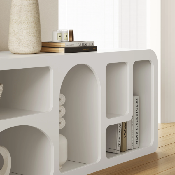 Modanio Codiys Art Deco Bookshelf Wood TV Console in White - Modanio