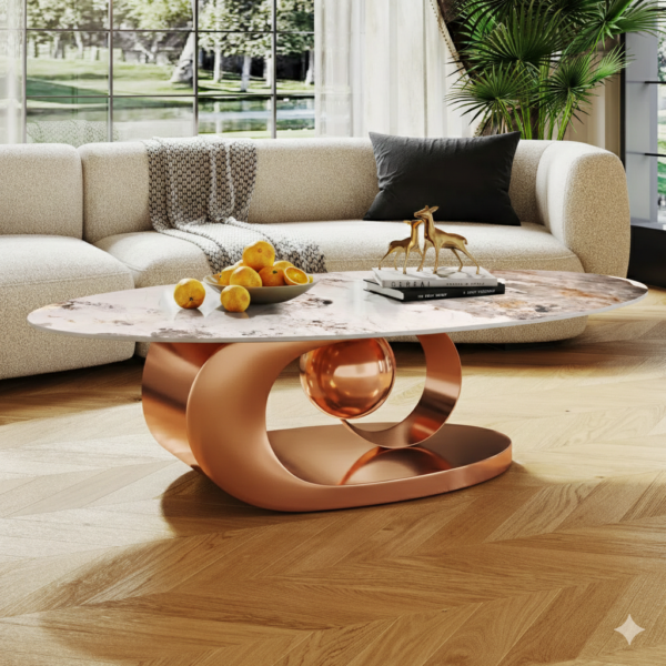 Modanio Astra Luna Coffee Table with Marble Top  | PVD Finish
