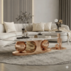 Modanio Celestial Balls Coffee Table With Gold Finish and Marble Top
