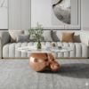 Modanio Circa Round Coffee Table with Black Finish and Marble Top