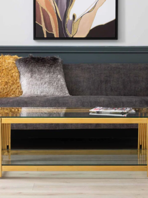 Rectangular Center Table with Glass Top