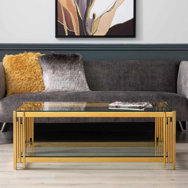 Rectangular Center Table with Glass Top